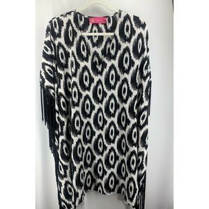 Macbeth Collection Women's Black Fringe Poncho M